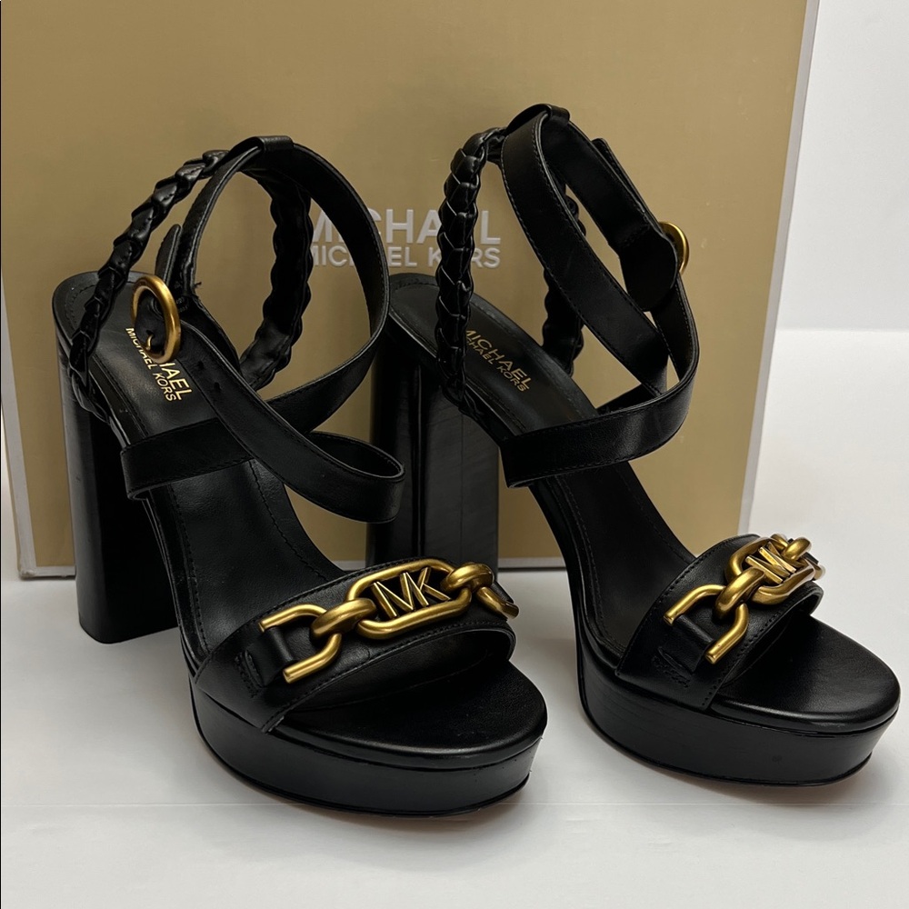 Michael Kors Black and Gold Platform Heels